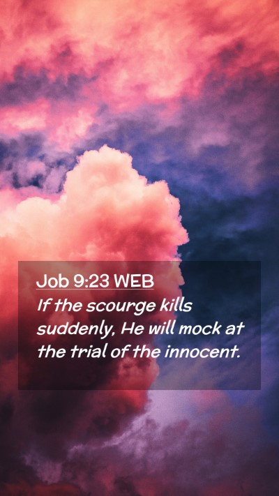 Picture 02 - Job 9:23 WEB Mobile Phone Wallpaper - If the scourge kills suddenly, He will mock at - Mobile Bible Verse Wallpaper