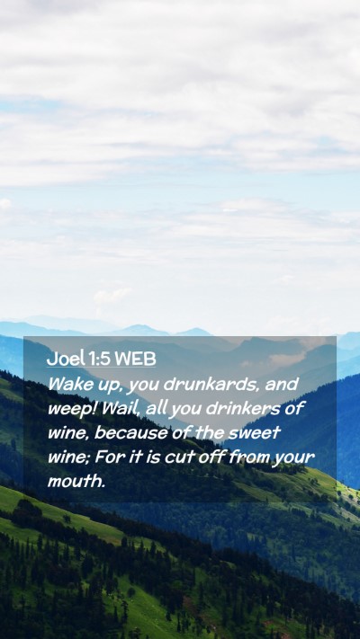 Picture 02 - Joel 1:5 WEB Mobile Phone Wallpaper - Wake up, you drunkards, and weep! Wail, all you - Mobile Bible Verse Wallpaper