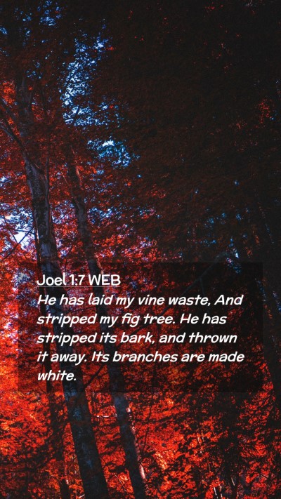 Picture 02 - Joel 1:7 WEB Mobile Phone Wallpaper - He has laid my vine waste, And stripped my fig - Mobile Bible Verse Wallpaper