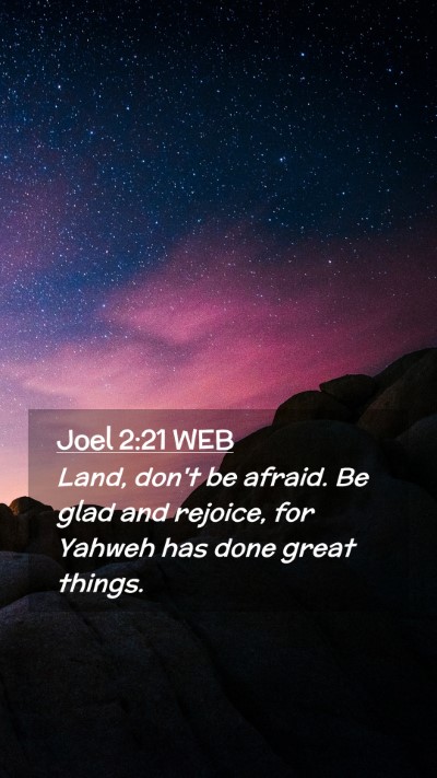 Picture 02 - Joel 2:21 WEB Mobile Phone Wallpaper - Land, don't be afraid. Be glad and rejoice, for - Mobile Bible Verse Wallpaper