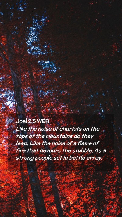 Picture 02 - Joel 2:5 WEB Mobile Phone Wallpaper - Like the noise of chariots on the tops of the - Mobile Bible Verse Wallpaper