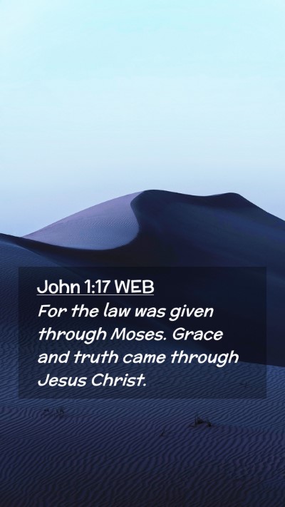 Picture 02 - John 1:17 WEB Mobile Phone Wallpaper - For the law was given through Moses. Grace and - Mobile Bible Verse Wallpaper