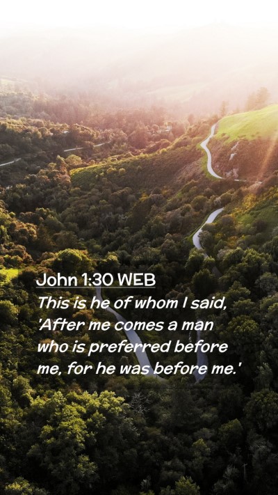 Picture 02 - John 1:30 WEB Mobile Phone Wallpaper - This is he of whom I said, 'After me comes a man - Mobile Bible Verse Wallpaper