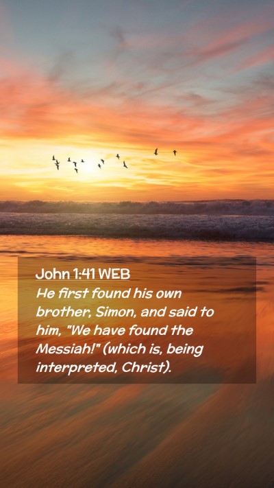 Picture 02 - John 1:41 WEB Mobile Phone Wallpaper - He first found his own brother, Simon, and said - Mobile Bible Verse Wallpaper