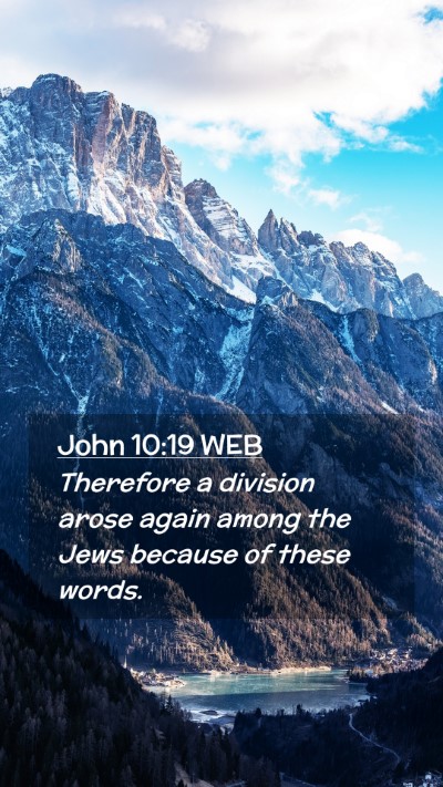 Picture 02 - John 10:19 WEB Mobile Phone Wallpaper - Therefore a division arose again among the Jews - Mobile Bible Verse Wallpaper