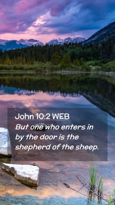 Picture 02 - John 10:2 WEB Mobile Phone Wallpaper - But one who enters in by the door is the shepherd - Mobile Bible Verse Wallpaper