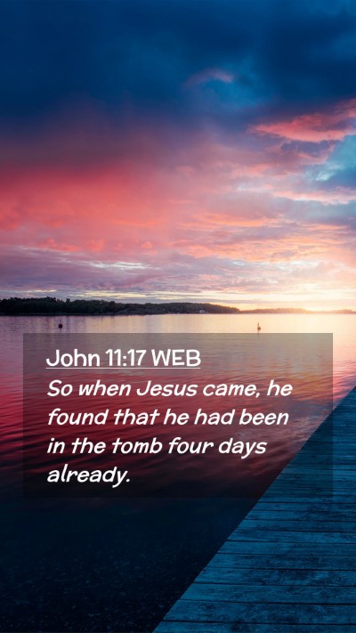 Picture 02 - John 11:17 WEB Mobile Phone Wallpaper - So when Jesus came, he found that he had been in - Mobile Bible Verse Wallpaper