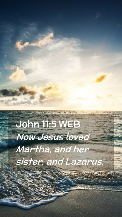 Picture 02 - John 11:5 WEB Mobile Phone Wallpaper - Now Jesus loved Martha, and her sister, and - Mobile Bible Verse Wallpaper