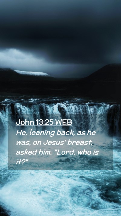 Picture 02 - John 13:25 WEB Mobile Phone Wallpaper - He, leaning back, as he was, on Jesus' breast, - Mobile Bible Verse Wallpaper