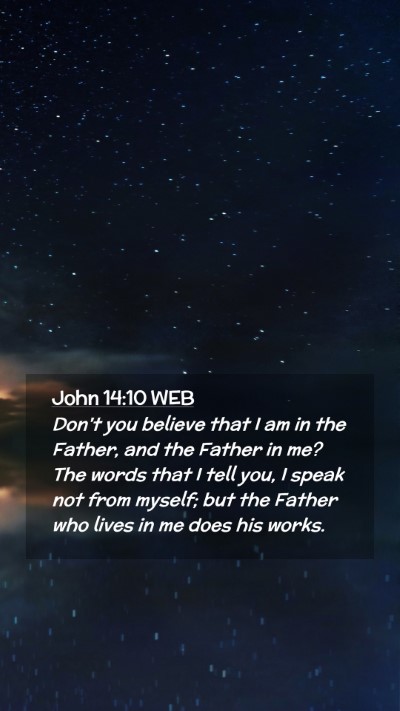 Picture 02 - John 14:10 WEB Mobile Phone Wallpaper - Don't you believe that I am in the Father, and - Mobile Bible Verse Wallpaper