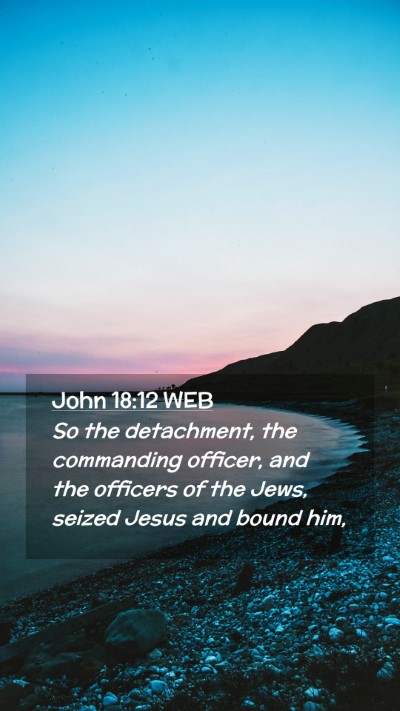 Picture 02 - John 18:12 WEB Mobile Phone Wallpaper - So the detachment, the commanding officer, and - Mobile Bible Verse Wallpaper