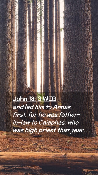 Picture 02 - John 18:13 WEB Mobile Phone Wallpaper - and led him to Annas first, for he was - Mobile Bible Verse Wallpaper