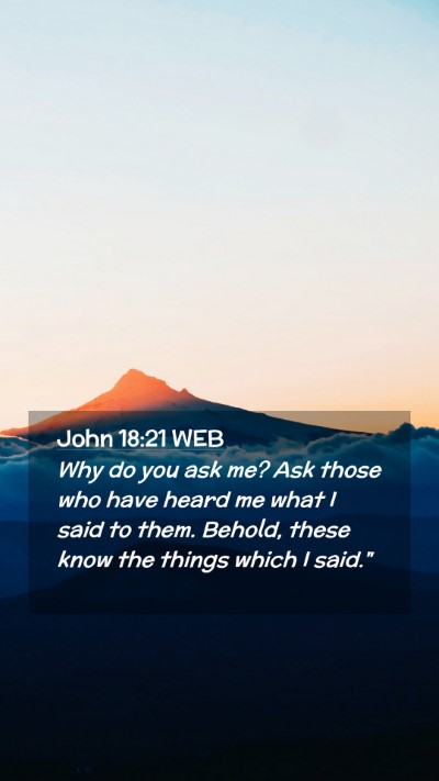 Picture 02 - John 18:21 WEB Mobile Phone Wallpaper - Why do you ask me? Ask those who have heard me - Mobile Bible Verse Wallpaper