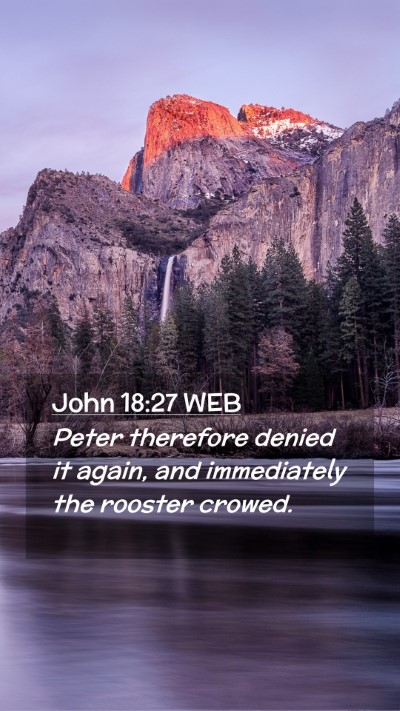 Picture 02 - John 18:27 WEB Mobile Phone Wallpaper - Peter therefore denied it again, and immediately - Mobile Bible Verse Wallpaper