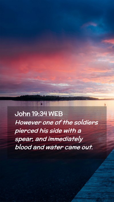 Picture 02 - John 19:34 WEB Mobile Phone Wallpaper - However one of the soldiers pierced his side with - Mobile Bible Verse Wallpaper