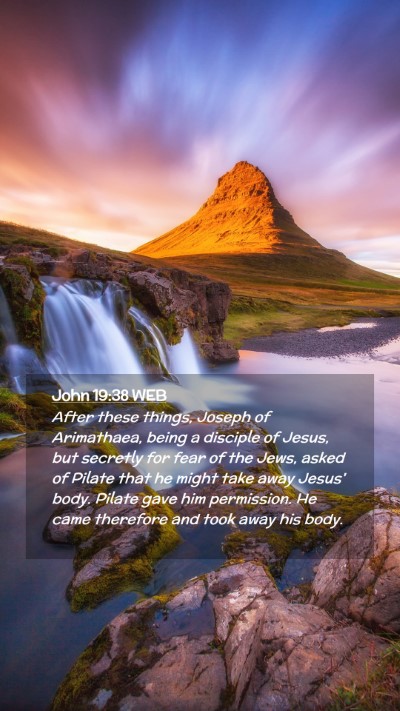 Picture 02 - John 19:38 WEB Mobile Phone Wallpaper - After these things, Joseph of Arimathaea, being a - Mobile Bible Verse Wallpaper