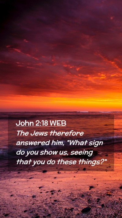 Picture 02 - John 2:18 WEB Mobile Phone Wallpaper - The Jews therefore answered him, 