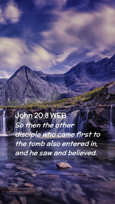 Picture 02 - John 20:8 WEB Mobile Phone Wallpaper - So then the other disciple who came first to the - Mobile Bible Verse Wallpaper