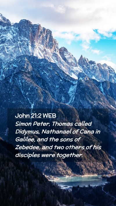 Picture 02 - John 21:2 WEB Mobile Phone Wallpaper - Simon Peter, Thomas called Didymus, Nathanael of - Mobile Bible Verse Wallpaper