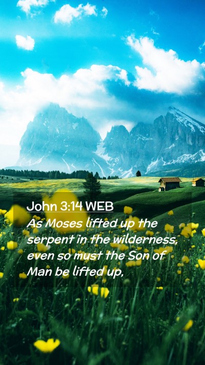 Picture 02 - John 3:14 WEB Mobile Phone Wallpaper - As Moses lifted up the serpent in the wilderness, - Mobile Bible Verse Wallpaper