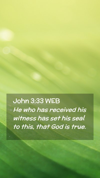 Picture 02 - John 3:33 WEB Mobile Phone Wallpaper - He who has received his witness has set his seal - Mobile Bible Verse Wallpaper