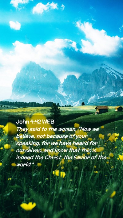 Picture 02 - John 4:42 WEB Mobile Phone Wallpaper - They said to the woman, 