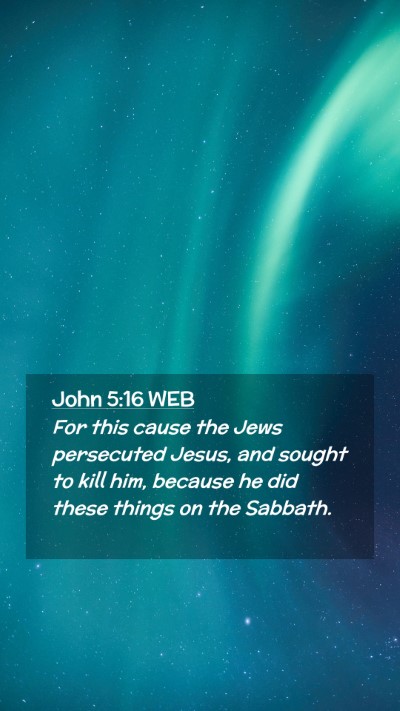Picture 02 - John 5:16 WEB Mobile Phone Wallpaper - For this cause the Jews persecuted Jesus, and - Mobile Bible Verse Wallpaper