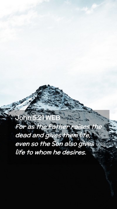 Picture 02 - John 5:21 WEB Mobile Phone Wallpaper - For as the Father raises the dead and gives them - Mobile Bible Verse Wallpaper