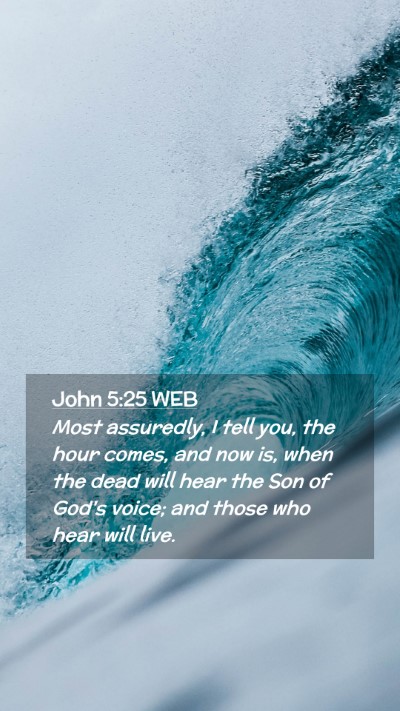 Picture 02 - John 5:25 WEB Mobile Phone Wallpaper - Most assuredly, I tell you, the hour comes, and - Mobile Bible Verse Wallpaper
