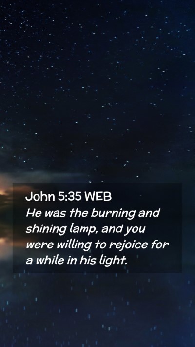 Picture 02 - John 5:35 WEB Mobile Phone Wallpaper - He was the burning and shining lamp, and you were - Mobile Bible Verse Wallpaper