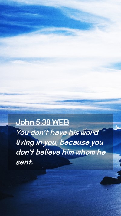 Picture 02 - John 5:38 WEB Mobile Phone Wallpaper - You don't have his word living in you; because - Mobile Bible Verse Wallpaper
