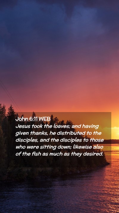 Picture 02 - John 6:11 WEB Mobile Phone Wallpaper - Jesus took the loaves; and having given thanks, - Mobile Bible Verse Wallpaper