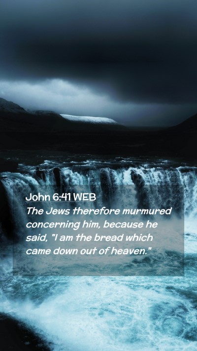 Picture 02 - John 6:41 WEB Mobile Phone Wallpaper - The Jews therefore murmured concerning him, - Mobile Bible Verse Wallpaper