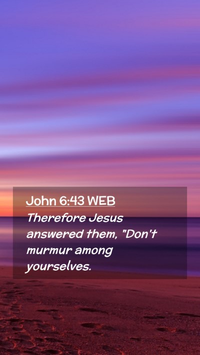 Picture 02 - John 6:43 WEB Mobile Phone Wallpaper - Therefore Jesus answered them, 