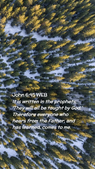 Picture 02 - John 6:45 WEB Mobile Phone Wallpaper - It is written in the prophets, 'They will all be - Mobile Bible Verse Wallpaper