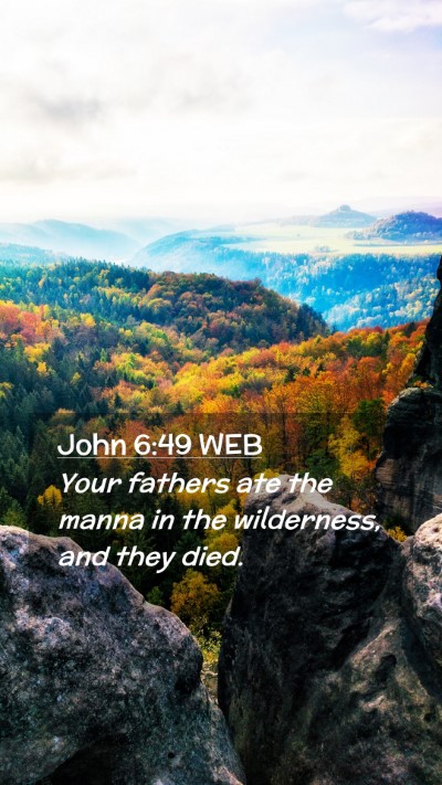 Picture 02 - John 6:49 WEB Mobile Phone Wallpaper - Your fathers ate the manna in the wilderness, and - Mobile Bible Verse Wallpaper