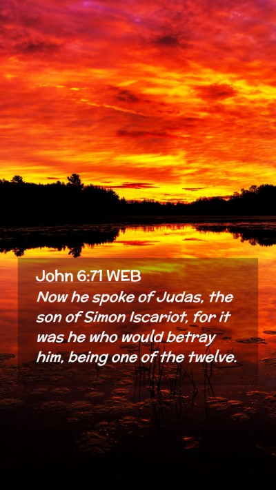 Picture 02 - John 6:71 WEB Mobile Phone Wallpaper - Now he spoke of Judas, the son of Simon Iscariot, - Mobile Bible Verse Wallpaper