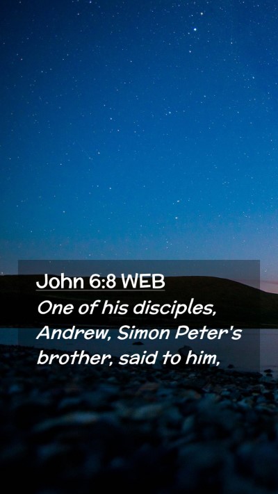 Picture 02 - John 6:8 WEB Mobile Phone Wallpaper - One of his disciples, Andrew, Simon Peter's - Mobile Bible Verse Wallpaper