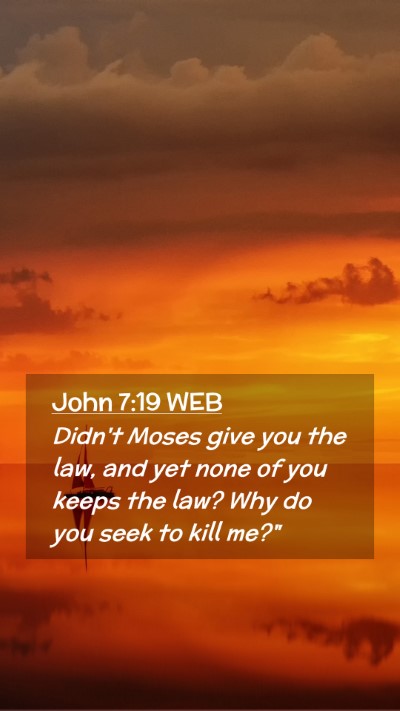 Picture 02 - John 7:19 WEB Mobile Phone Wallpaper - Didn't Moses give you the law, and yet none of - Mobile Bible Verse Wallpaper