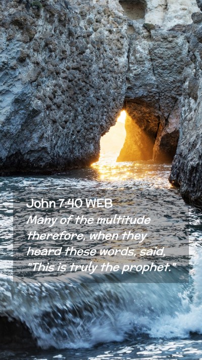 Picture 02 - John 7:40 WEB Mobile Phone Wallpaper - Many of the multitude therefore, when they heard - Mobile Bible Verse Wallpaper