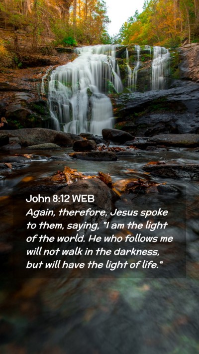 Picture 02 - John 8:12 WEB Mobile Phone Wallpaper - Again, therefore, Jesus spoke to them, saying, 