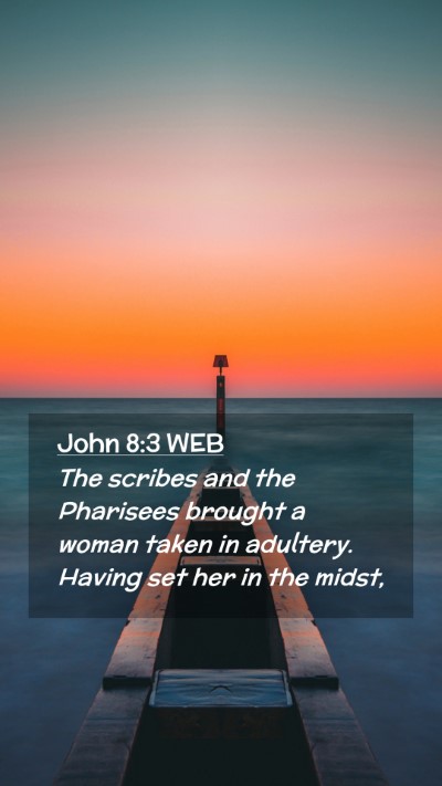 Picture 02 - John 8:3 WEB Mobile Phone Wallpaper - The scribes and the Pharisees brought a woman - Mobile Bible Verse Wallpaper