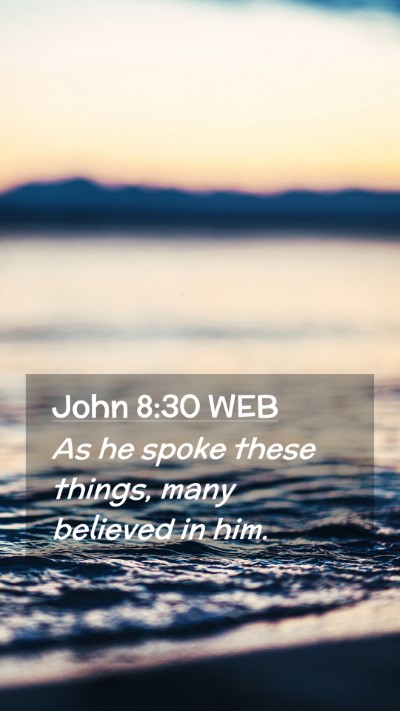 Picture 02 - John 8:30 WEB Mobile Phone Wallpaper - As he spoke these things, many believed in - Mobile Bible Verse Wallpaper