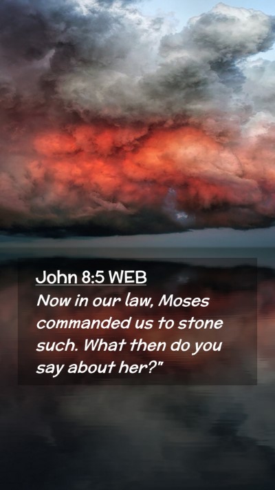 Picture 02 - John 8:5 WEB Mobile Phone Wallpaper - Now in our law, Moses commanded us to stone such. - Mobile Bible Verse Wallpaper