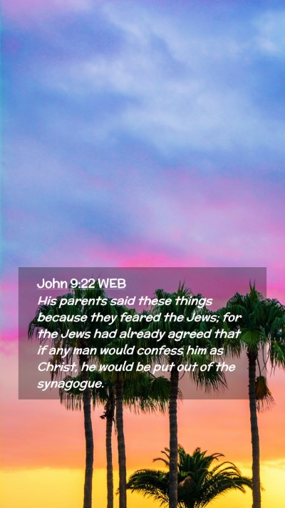 Picture 02 - John 9:22 WEB Mobile Phone Wallpaper - His parents said these things because they feared - Mobile Bible Verse Wallpaper