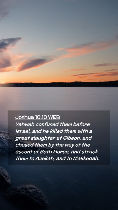 Picture 02 - Joshua 10:10 WEB Mobile Phone Wallpaper - Yahweh confused them before Israel, and he killed - Mobile Bible Verse Wallpaper