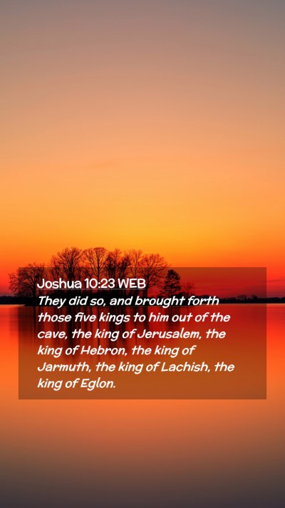 Picture 02 - Joshua 10:23 WEB Mobile Phone Wallpaper - They did so, and brought forth those five kings - Mobile Bible Verse Wallpaper