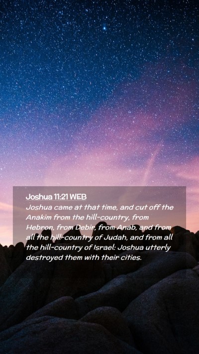 Picture 02 - Joshua 11:21 WEB Mobile Phone Wallpaper - Joshua came at that time, and cut off the Anakim - Mobile Bible Verse Wallpaper