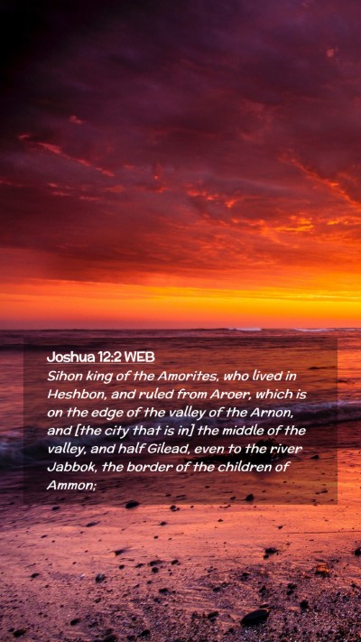 Picture 02 - Joshua 12:2 WEB Mobile Phone Wallpaper - Sihon king of the Amorites, who lived in Heshbon, - Mobile Bible Verse Wallpaper