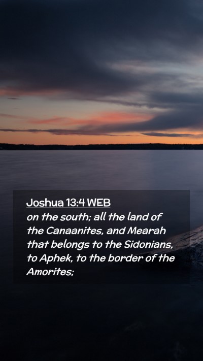 Picture 02 - Joshua 13:4 WEB Mobile Phone Wallpaper - on the south; all the land of the Canaanites, and - Mobile Bible Verse Wallpaper